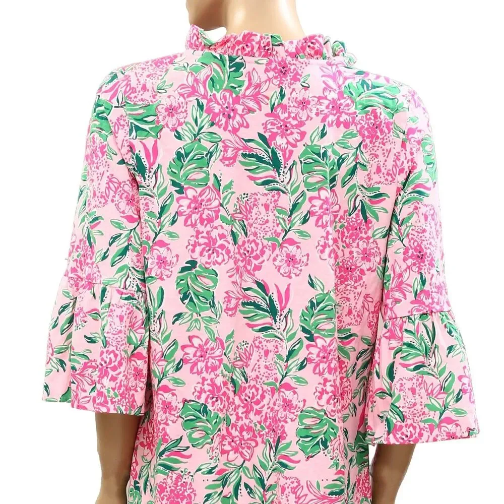 Lilly Pulitzer Hayes Conch Shell Ruffle Mini Dress Floral Print Cotton L 288174 - Picture 8 of 10